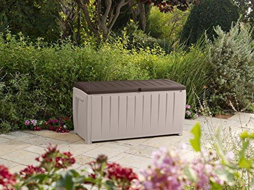 Novel Plastic Deck Storage Container Box Outdoor Patio Furniture 90 Gal, Brown