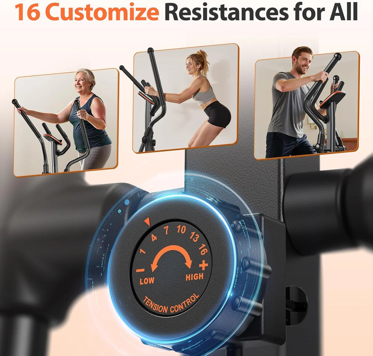 Niceday Elliptical Machine, 15.5–20IN Stride, 16 Levels, 500LB Capacity