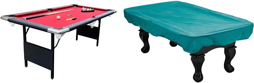 6 Ft Portable Pool Table, Adults Folding Billiards Tables for Game Room with Easy Foldable Storage, Includes Full Set of Billiard Balls, Cues, Chalk & Brush