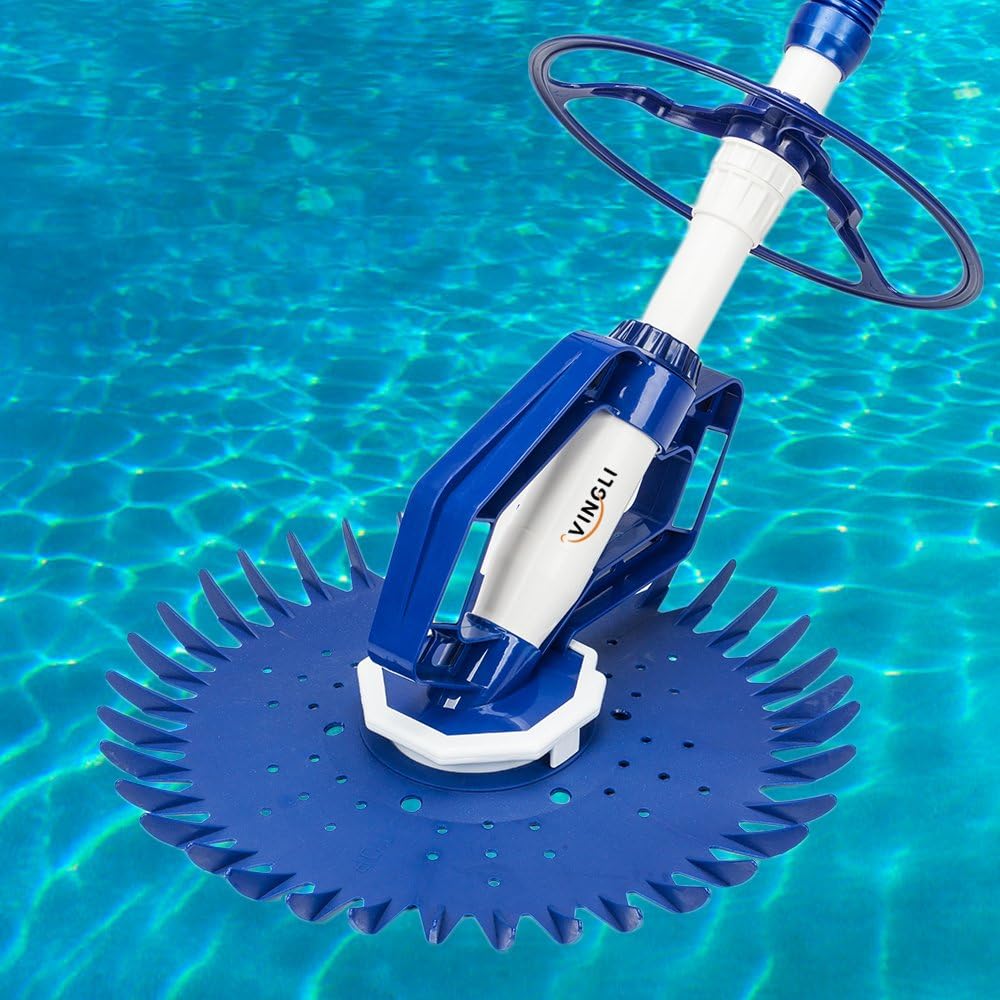 VINGLI Pool Vacuum Cleaner Automatic Sweeper Swimming Pool Creepy Crawler Vacuum with 33FT Hoses (Navy Blue&White)