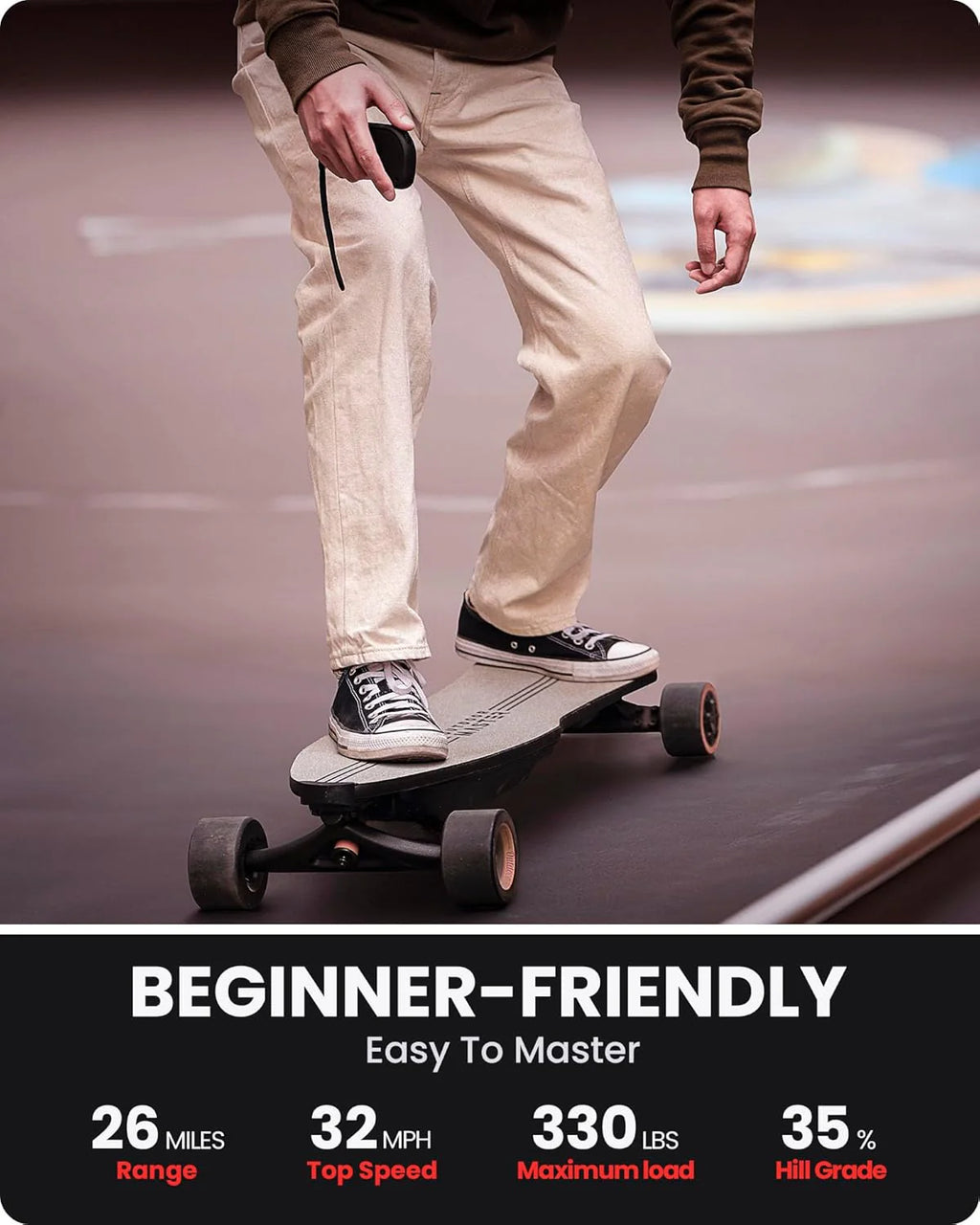 Caribou Electric Skateboard – 32 MPH, 26 Mile Range, Dual 1000W Motors, Longboard for Adults & Teens, 6-Month Warranty