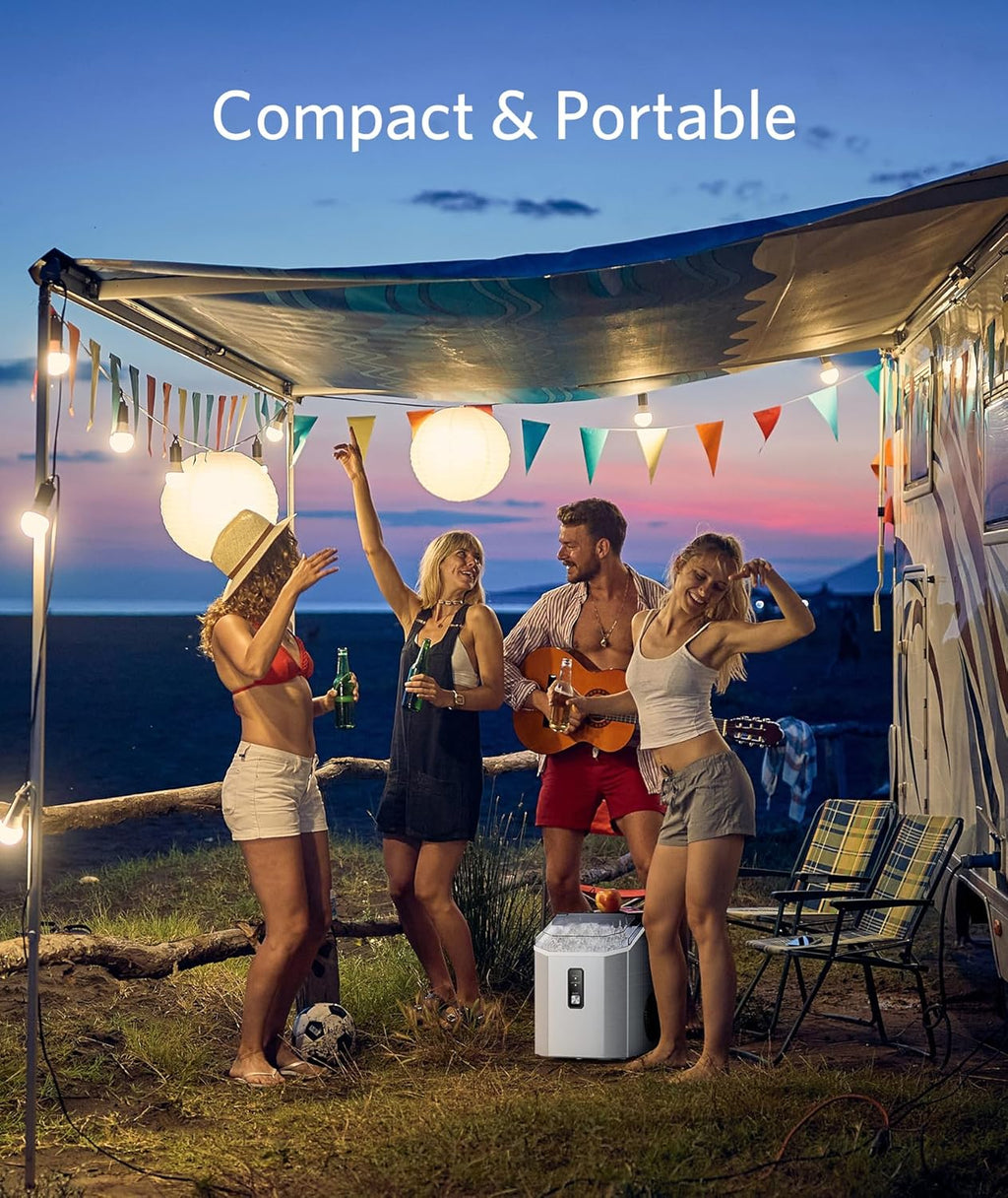 Nugget Ice Makers Countertop, Pebble Ice Makers with Soft Chewable Ice, Ready in 6 Mins, 35lbs/24H, One-Click Operation, Self Cleaning, Portable Ice Maker Machine for Home/Kitchen/RV/Camping
