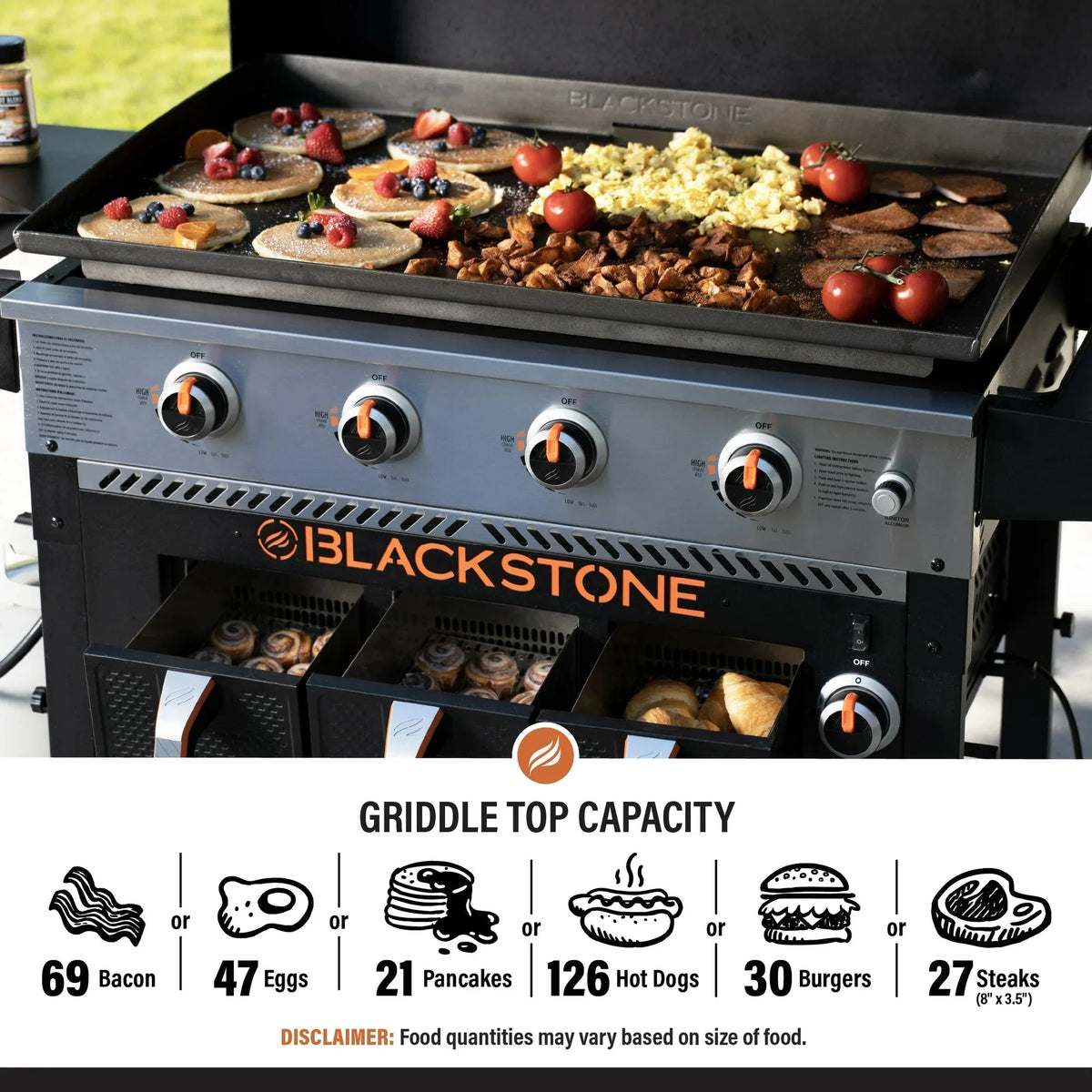 Blackstone 4-Burner 36" Propane Outdoor Griddle with Air Fryer and Hood