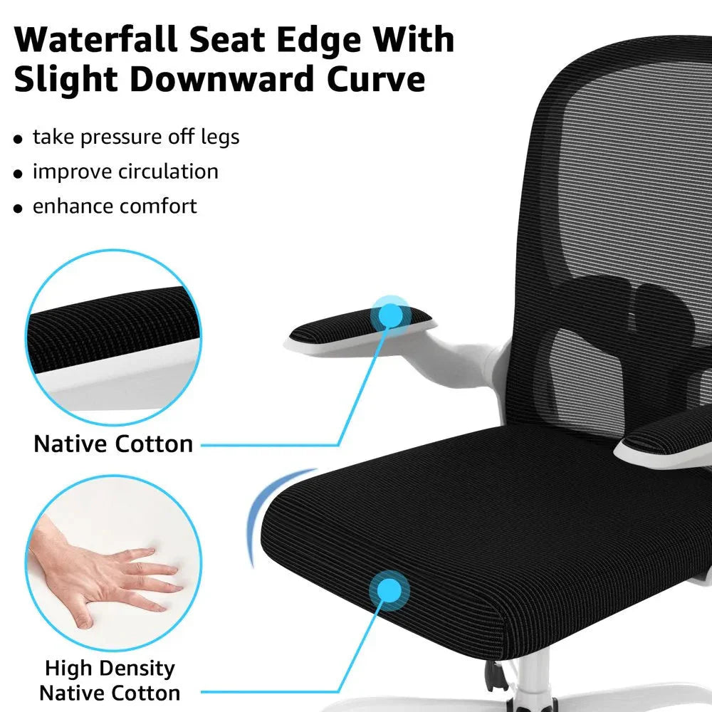 Silybon Ergonomic Office Chair, Comfort Home Office Task Chair with Flip-Up Arms and Adjustable Height