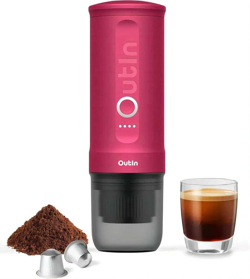 Nano Portable Electric Espresso Machine, Travel Coffee Maker for Camping, Car Coffee Maker Self-Heating with USB-C, With Ground Coffee & NS Capsule for RV, Hiking, Office