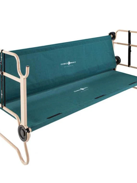 Disc-O-Bed Large Cam-O-Bunk Benchable Double Cot with Storage Organizers, Green