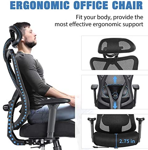 SUNNOW Ergonomic Office Chair, Mesh Computer Desk Chair , High Back Executive Task Chair
