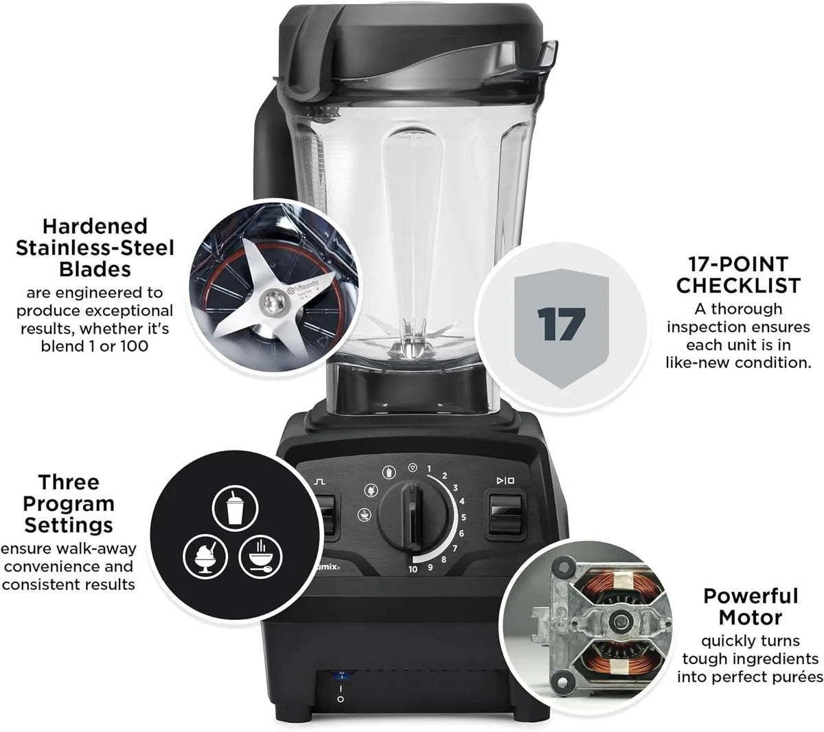 Vitamix Explorian Blender, Professional Grade, 64 oz. Low Profile Container, Black