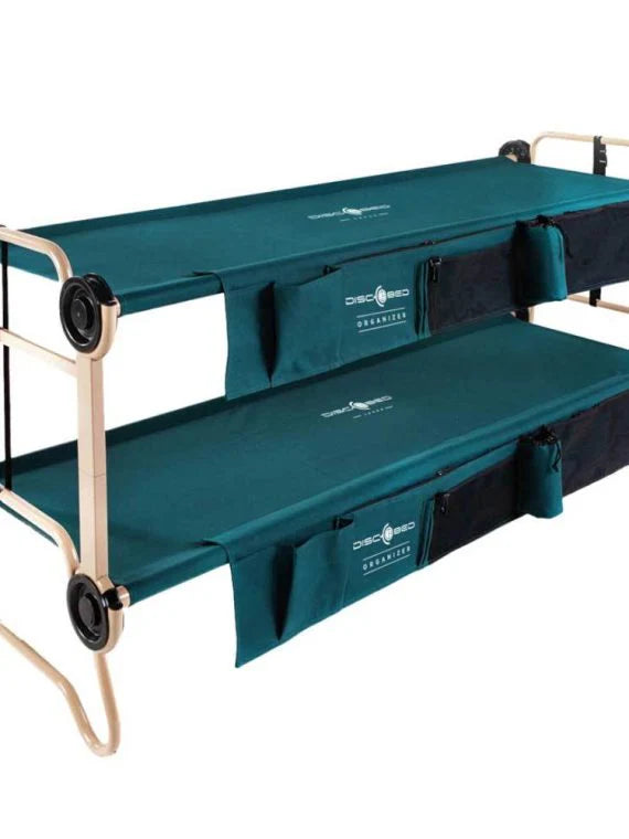 Disc-O-Bed Large Cam-O-Bunk Benchable Double Cot with Storage Organizers, Green