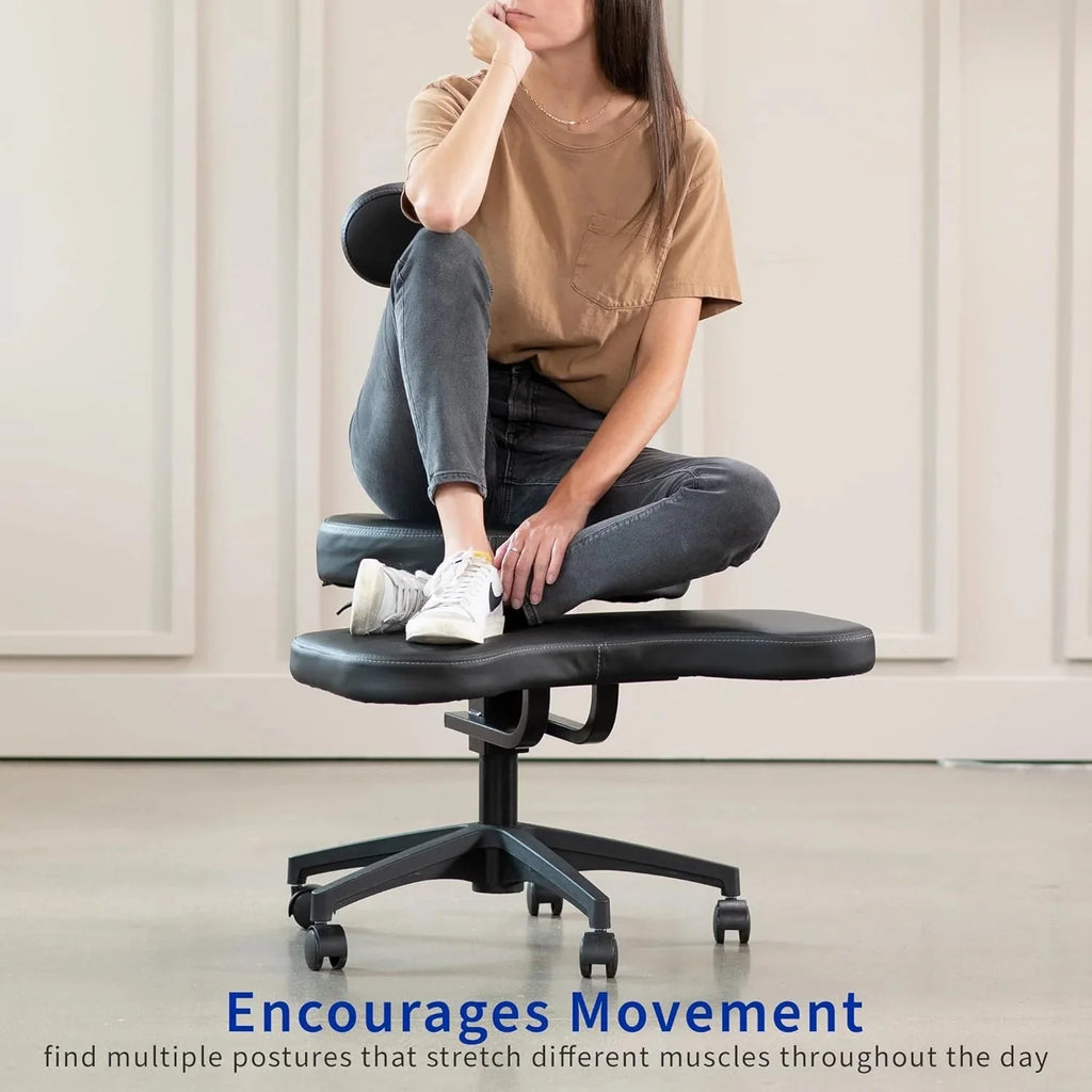 VIVO Cross-Legged Office Chair – Adjustable Height Floor Chair with Back Support for Yoga, Meditation, and ADHD (Black, CHAIR-CL02B-R)