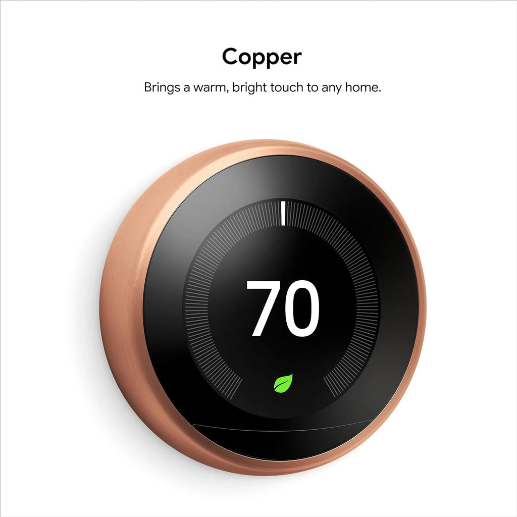 Nest 3rd Gen Learning Thermostat, Programmable Smart, Alexa Compatible, White, Wi-Fi, Energy Saving, Home Use