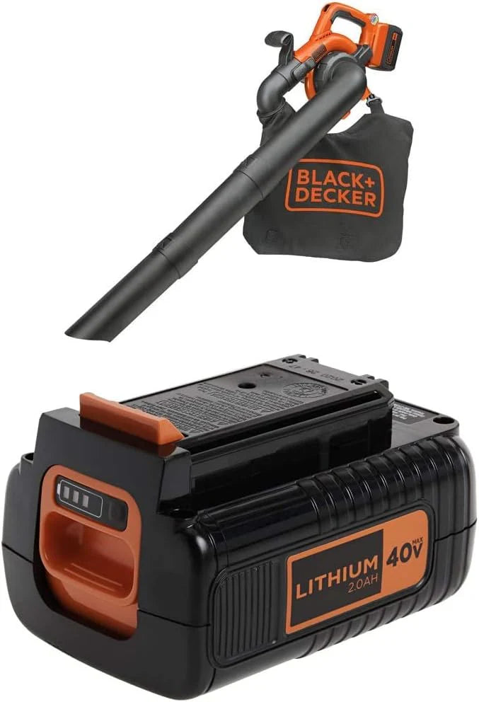 BLACK+DECKER 40V MAX Blower/Vacuum with Extra Battery, 2.0-Ah (LSWV36 & LBX2040)