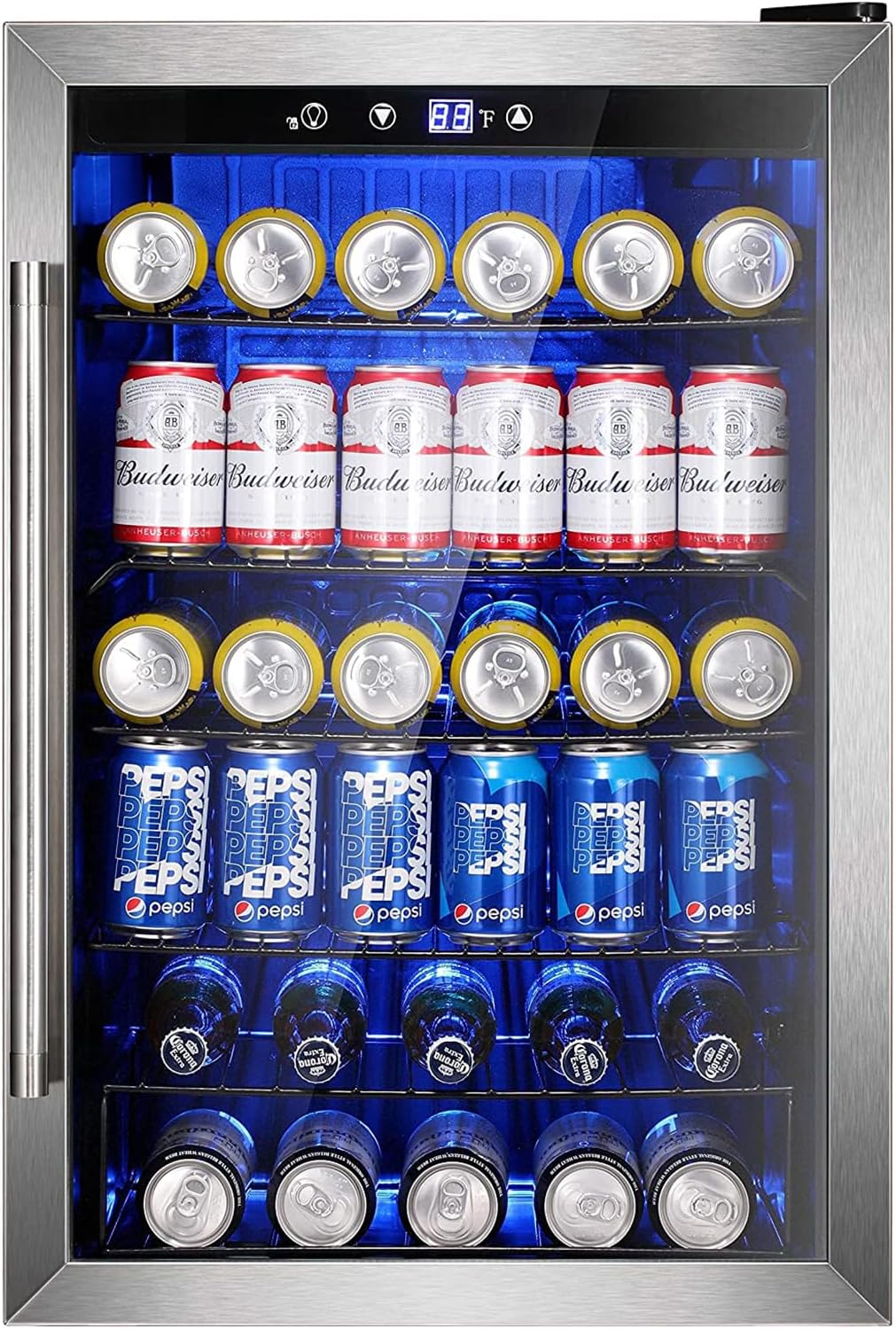 Mini Fridge 130 Can Beverage Refrigerator Cooler, 3.2 Cu.Ft Drink Fridge for Soda Wine Beer, Adjustable Temperature Control for Home Office, Black