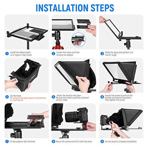 Neewer X12 Aluminum Alloy Teleprompter for iPad Tablet Smartphone DSLR Cameras with Remote Control