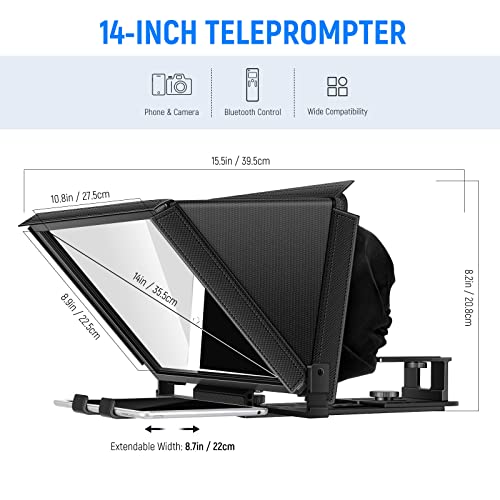 Neewer X12 Aluminum Alloy Teleprompter for iPad Tablet Smartphone DSLR Cameras with Remote Control