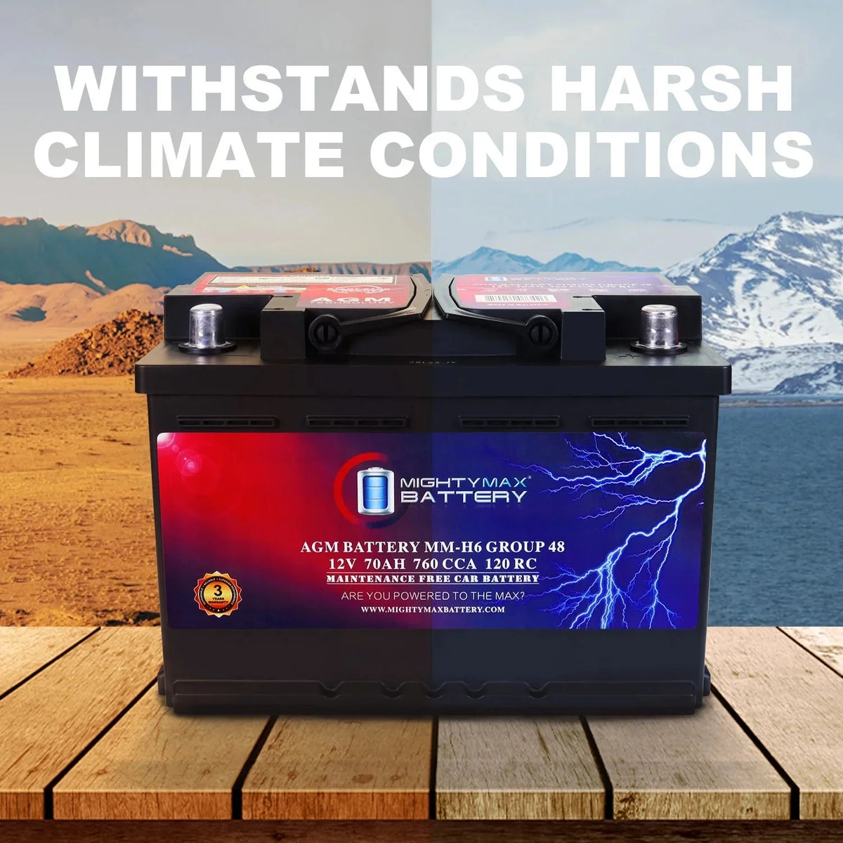 MM-H6 12V 70AH Car Battery, 760 CCA, Group 48, Compatible with Chevrolet Silverado 1500, Long Life, High Discharge Rate