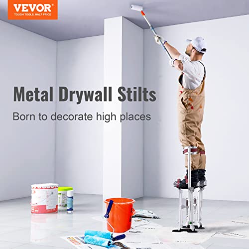VEVOR Drywall Stilts, 18''-30'' Adjustable Aluminum Tool Stilts with Protective Knee Pads