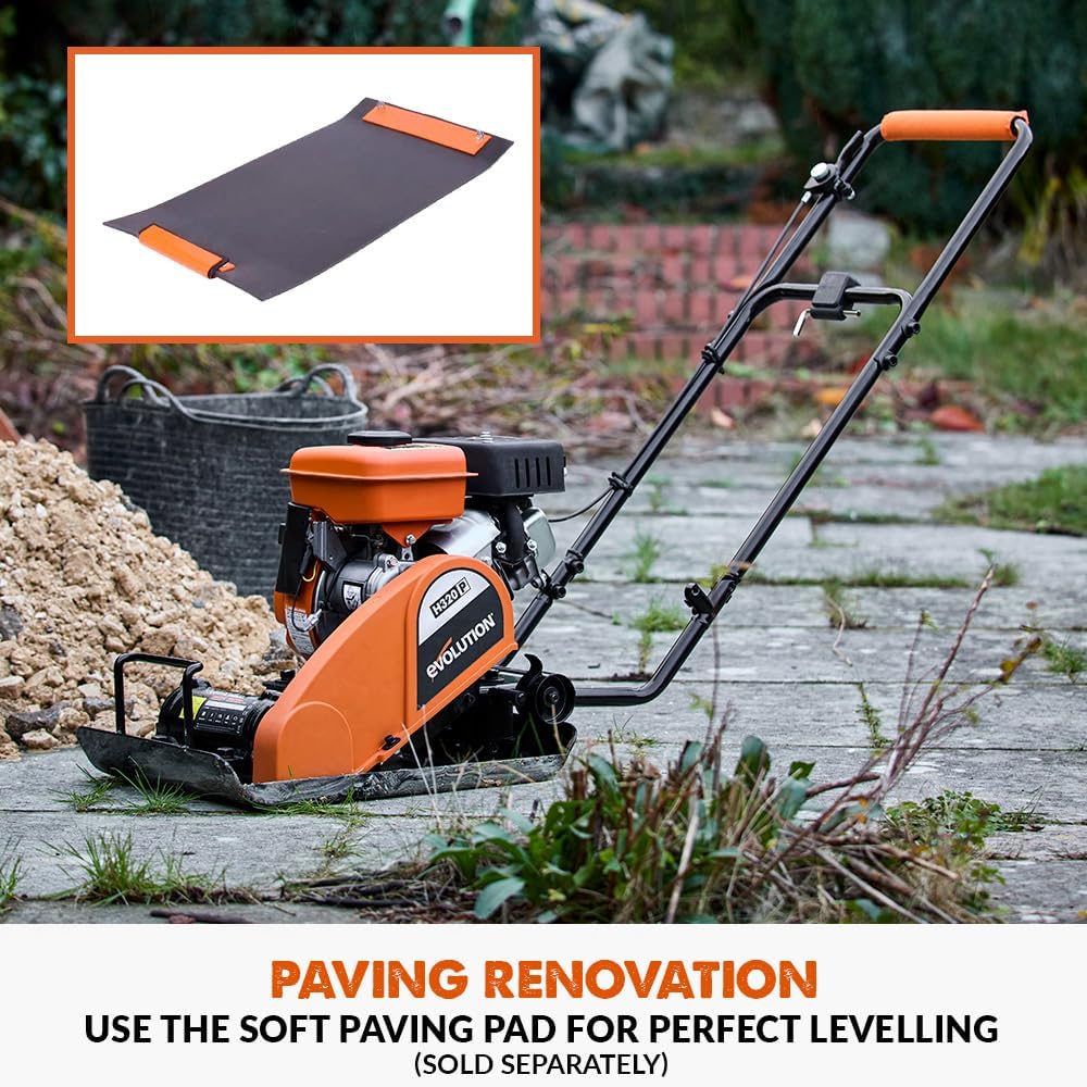 Electric Compactor Plate - Ideal For Levelling Pavement, Artificial Turf Ground Preparation, Patio, Blockwork, Sand, Soil & More