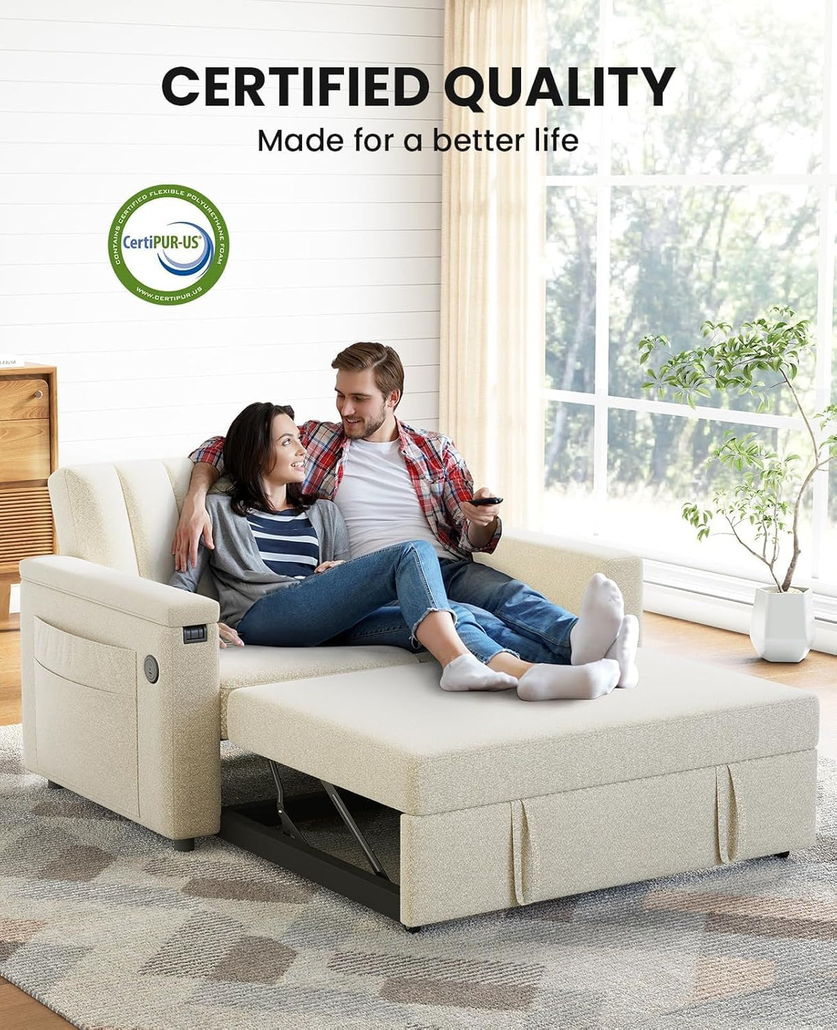 Sofa Bed 3-in-1 Convertible Sleeper Sofa