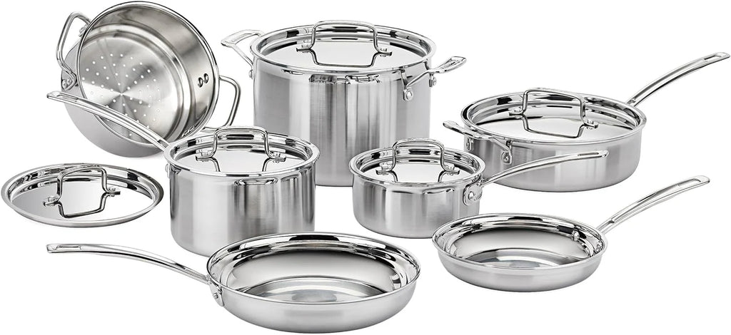 MultiClad Pro Stainless-Steel Cookware 13-Piece Cookware Set, Silver