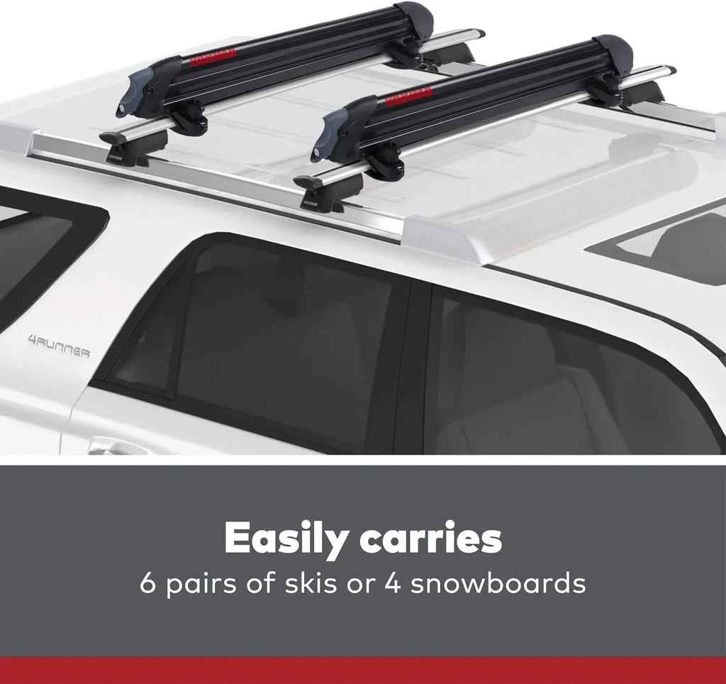 Yakima, PowderHound 6 Ski & Snowboard Mount, Fits Up to 6 Pairs of Skis or 4 Snowboards, Rides Quietly, Fits Most Roof Racks, Black
