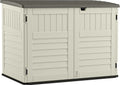 Suncast BMS4700 Resin Storage Shed, Off-White/Gray, 70.5′′W x 44.25′′D x 52′′H, Double Door, UV Resistant