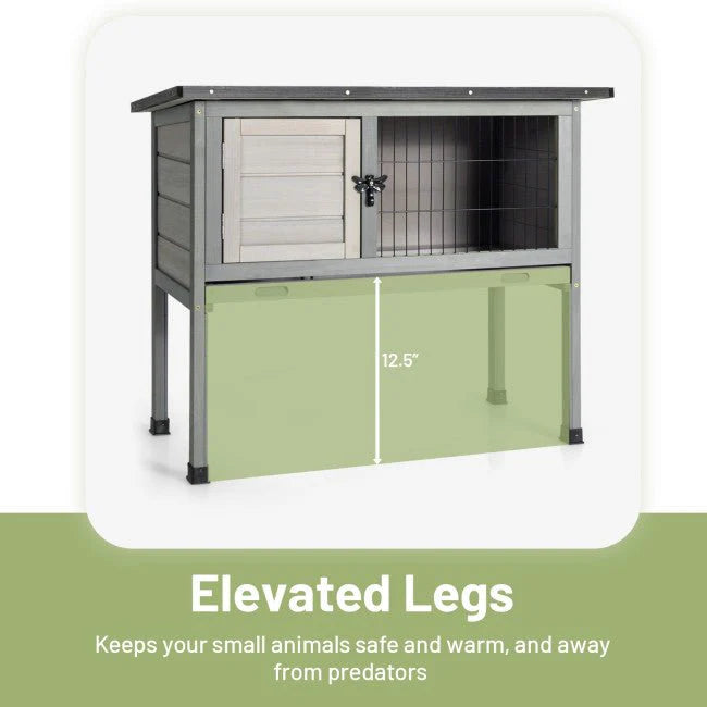 Best Outdoor Indoor Elevated Wooden Rabbit Hutch With Removable Tray