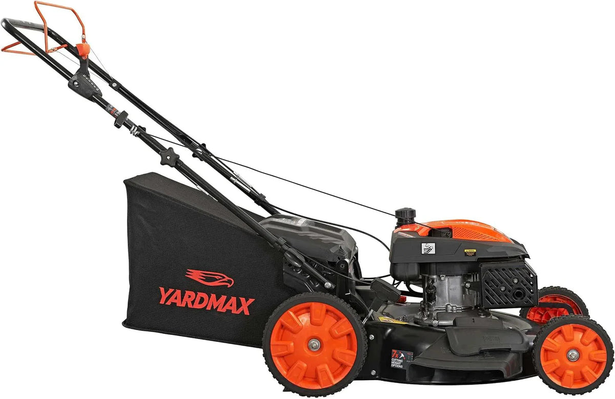 YARDMAX 22 in. 201cc Select PACE 6 Speed CVT High Wheel RWD 3-in-1 Gas Walk Behind Self Propelled Lawn Mower, Black