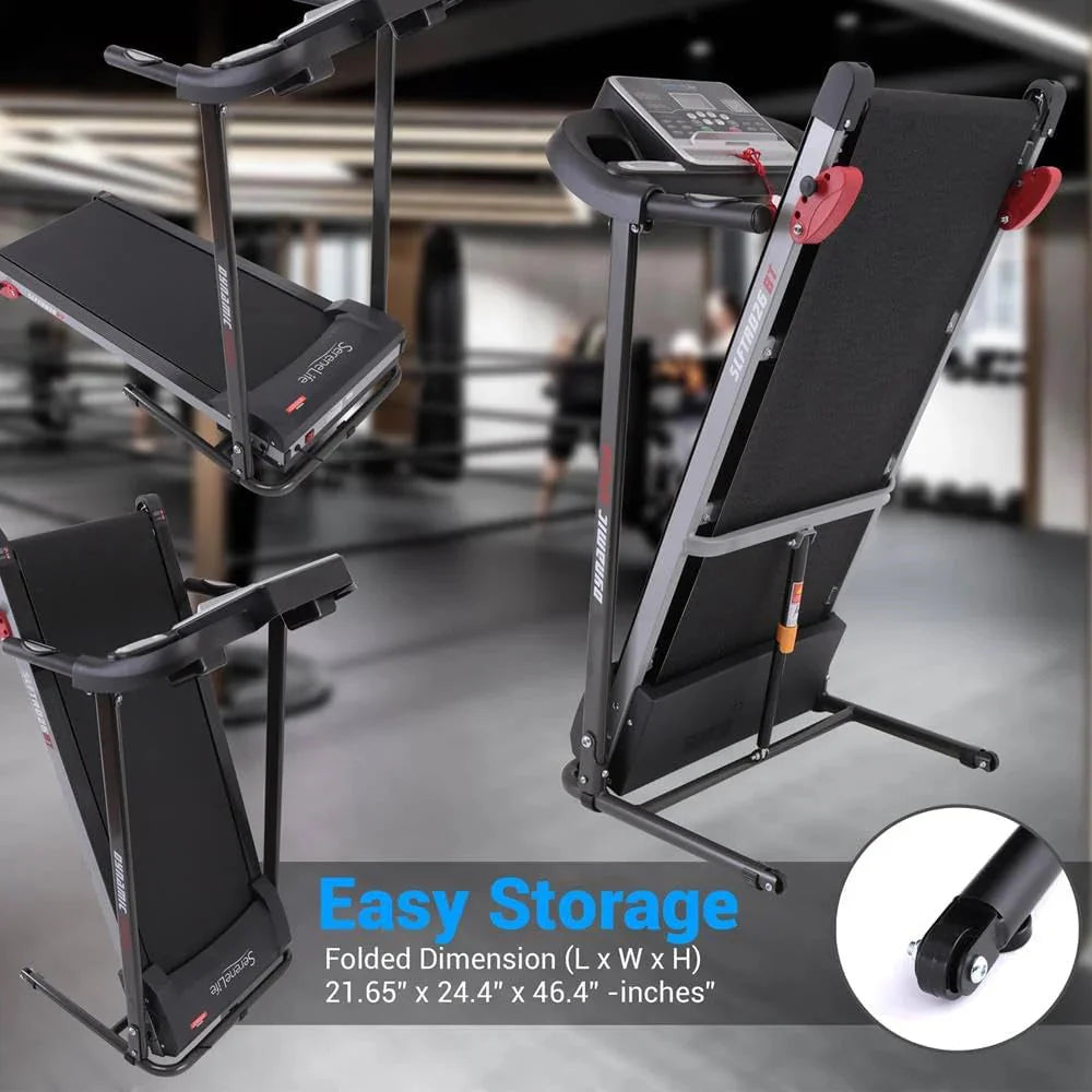 SereneLife Folding Treadmill - Foldable Home Fitness Equipment with LCD for Walking & Running - Cardio Exercise Machine - Preset and Adjustable Programs - Bluetooth Connectivity