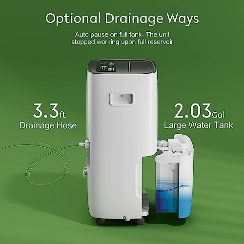 Waykar 150 Pints 7,000 Sq. Ft Energy Star Dehumidifier with Drain Hose & 2.04 Gal Water Tank