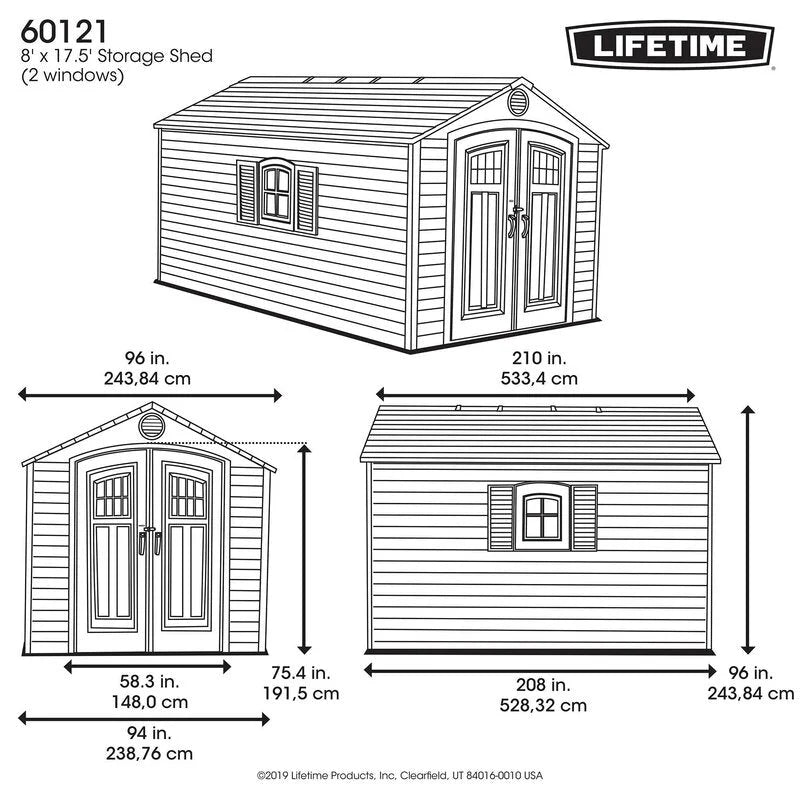 8 ft. W x 17.5 ft. D Plastic Storage Shed