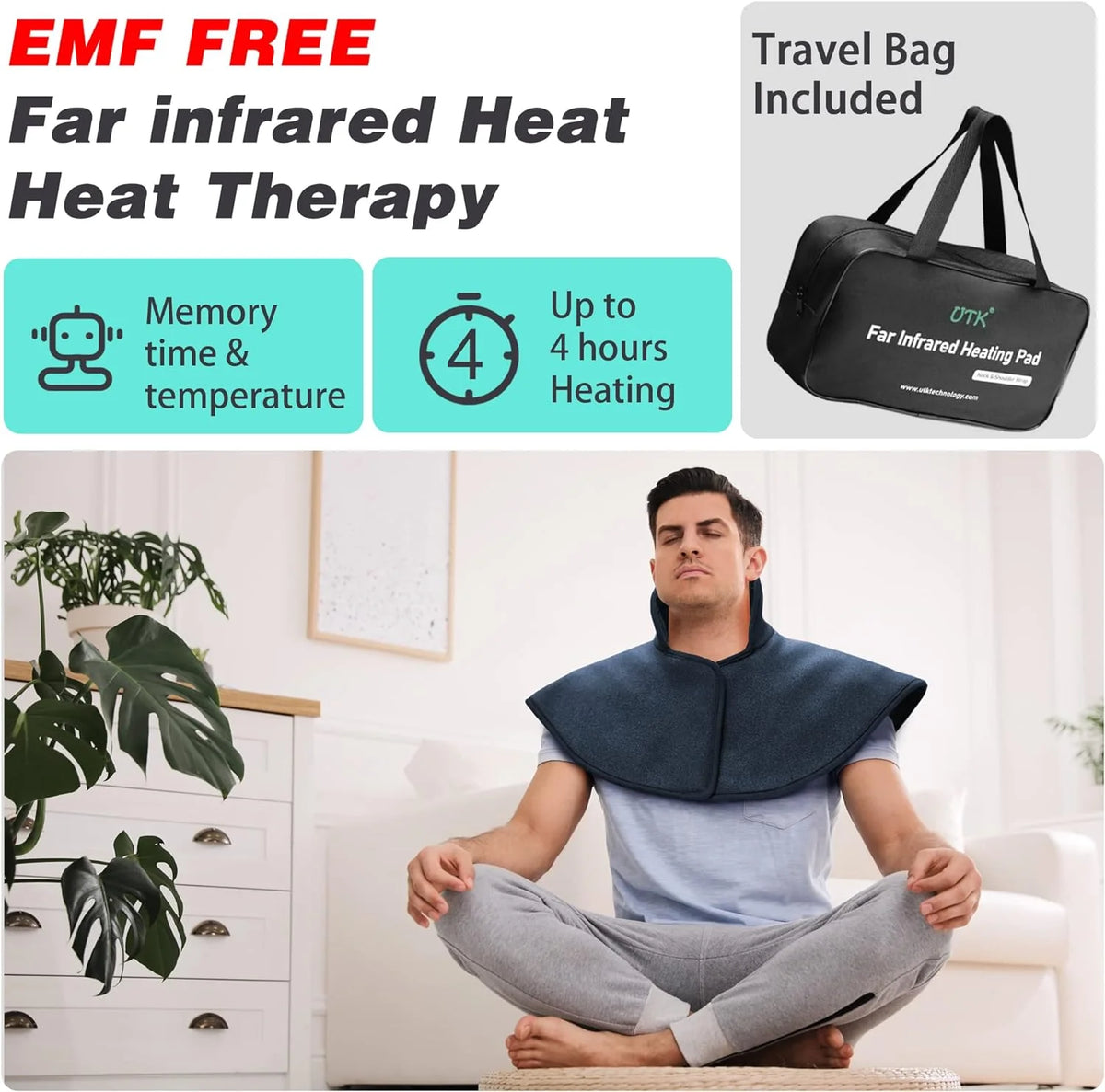 UTK Heating Pad for Neck and Shoulders,Natural Jade Tourmaline,Upgrade Size to Cover More Areas of Neck,Shoulder,Shoulder Blade and Back(23''x 24'')|Gift for Dad