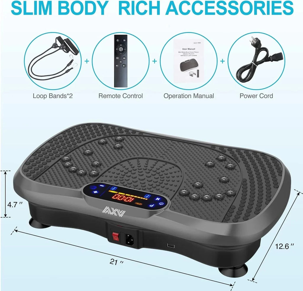 Vibration Plate Fitness Platform Exercise Machine Vibrating Lymphatic Drainage Shaking Full Body Shaker Workout Vibrate Stand Shake Board Sport Gym for Weight Loss Fat Burner for Women Men