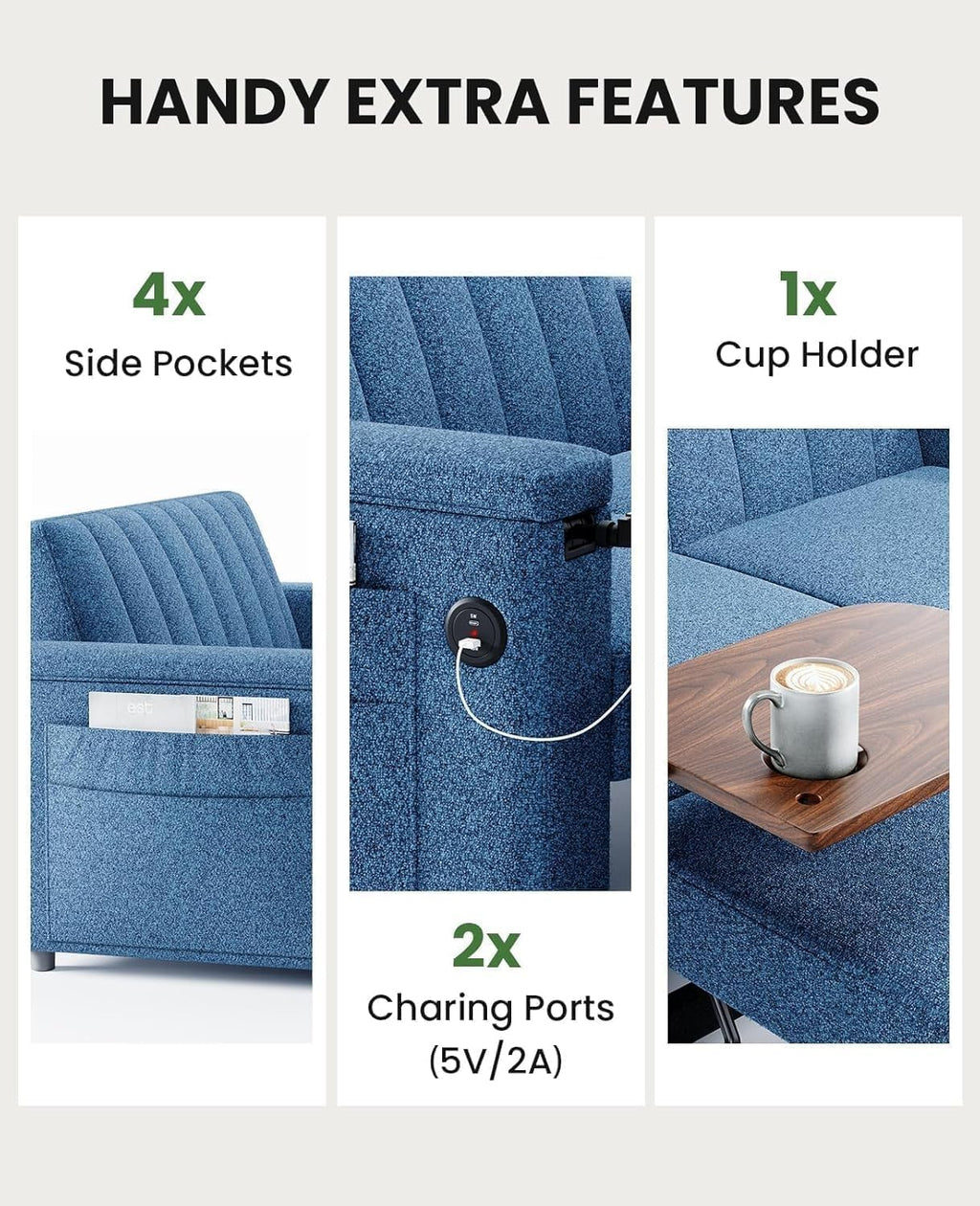 Sofa Bed 3-in-1 Convertible Sleeper Sofa