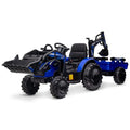 3-in-1 Ride-On Tractor, 24V Electric, Excavator & Bulldozer, Remote Control, LED, Music, USB/Bluetooth max 66 lbs – Bright-blue