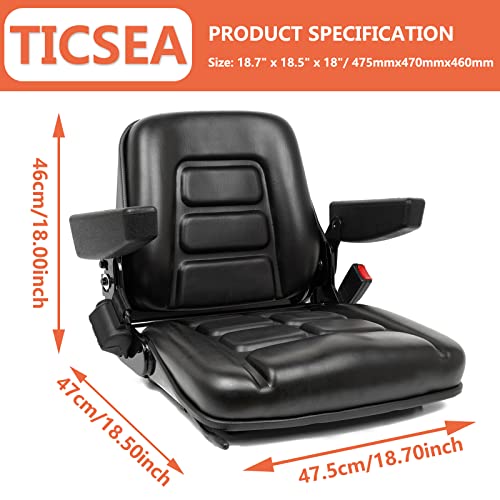 Universal Fold Down Forklift Seat, Micro Switch, Armrest And Safety Belt, for Tractor