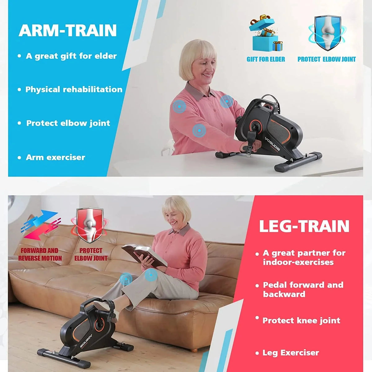 Under Desk Bike Pedal Exerciser – Quiet, Adjustable Resistance, Compact & Portable for Arm/Leg Workouts