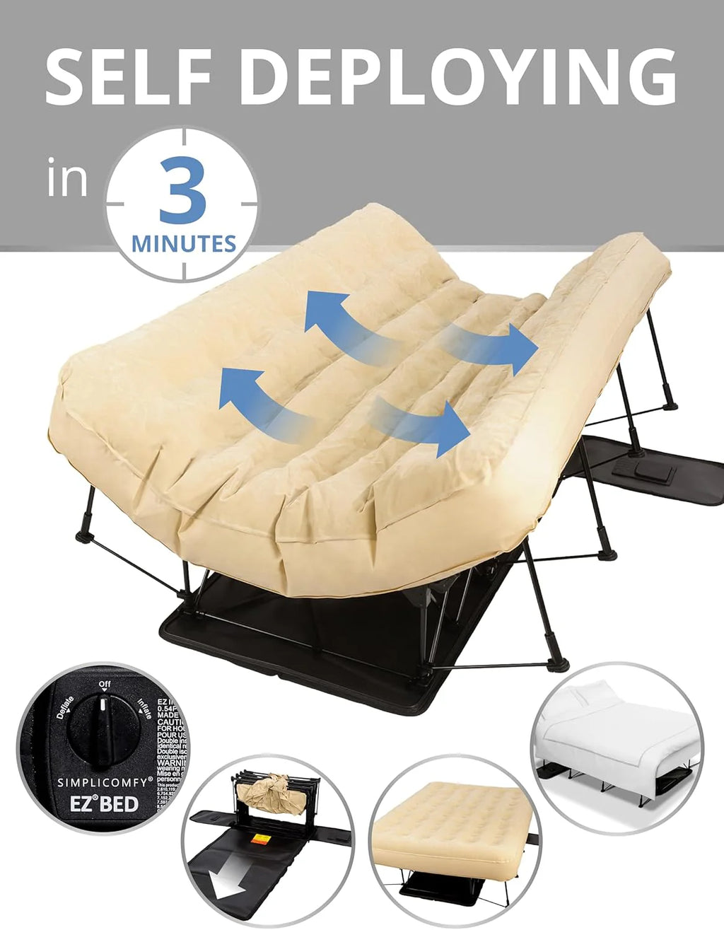 Simpli Comfy Queen EZ Air Mattress with Frame & Pump