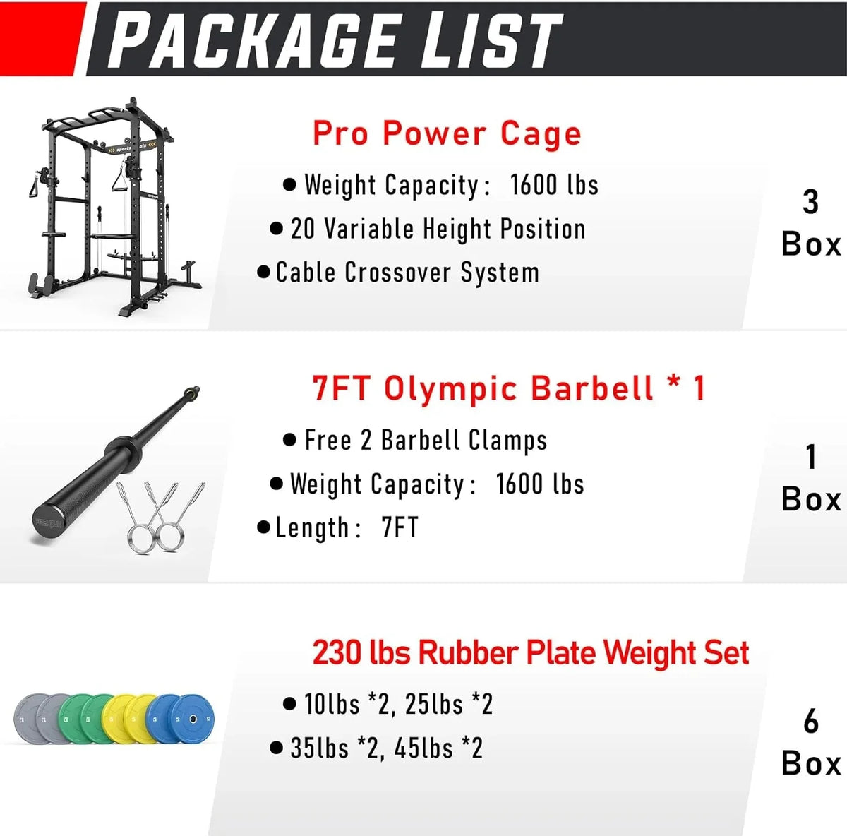 Sportsroyals Power Cage,1600lbs Multi-Function Power Rack with Adjustable Cable Crossover System and More Training Attachment, Weight Cage for Home Gym