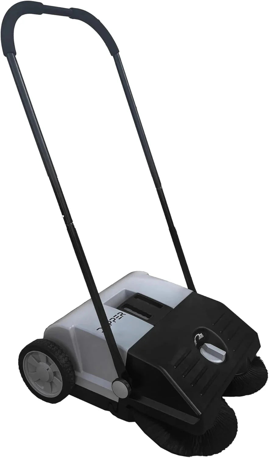 Walk-Behind Outdoor Hand Push Floor Sweeper - 5.25 Gallon Capacity - 25.5" Sweeping Width - Sweeps up to 27,900 ft² / Hour, Grey