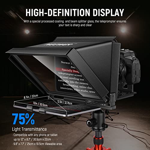 Neewer X12 Aluminum Alloy Teleprompter for iPad Tablet Smartphone DSLR Cameras with Remote Control